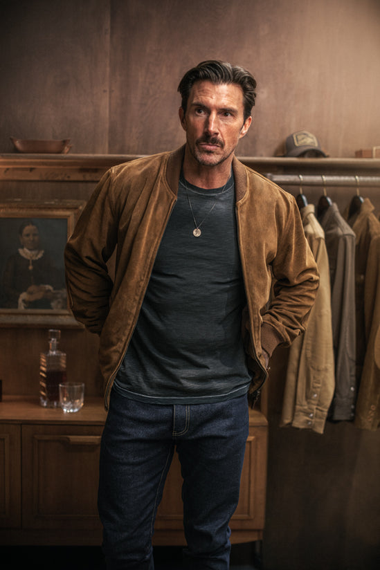 Buck Ridge Suede Bomber Tan