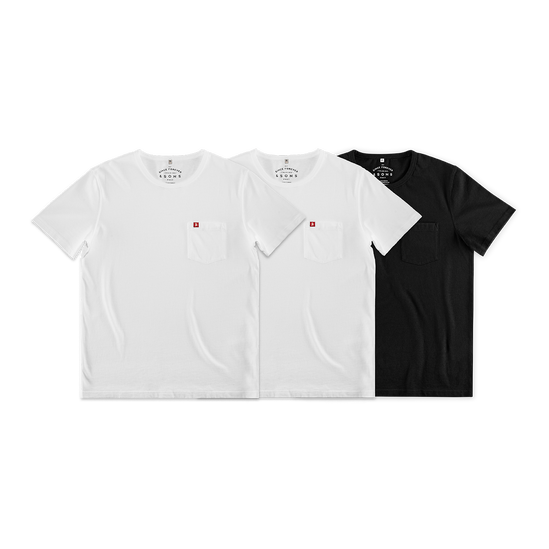 Boxer Pocket T-Shirt 3 Pack - White / White / Black