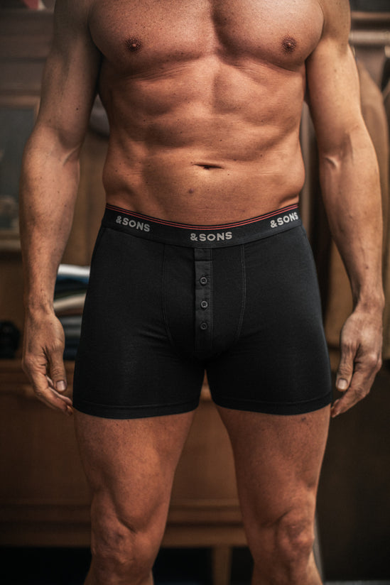 &SONS Essentials Boxer Shorts Black