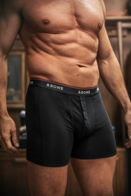 &SONS Essentials Boxer Shorts Black