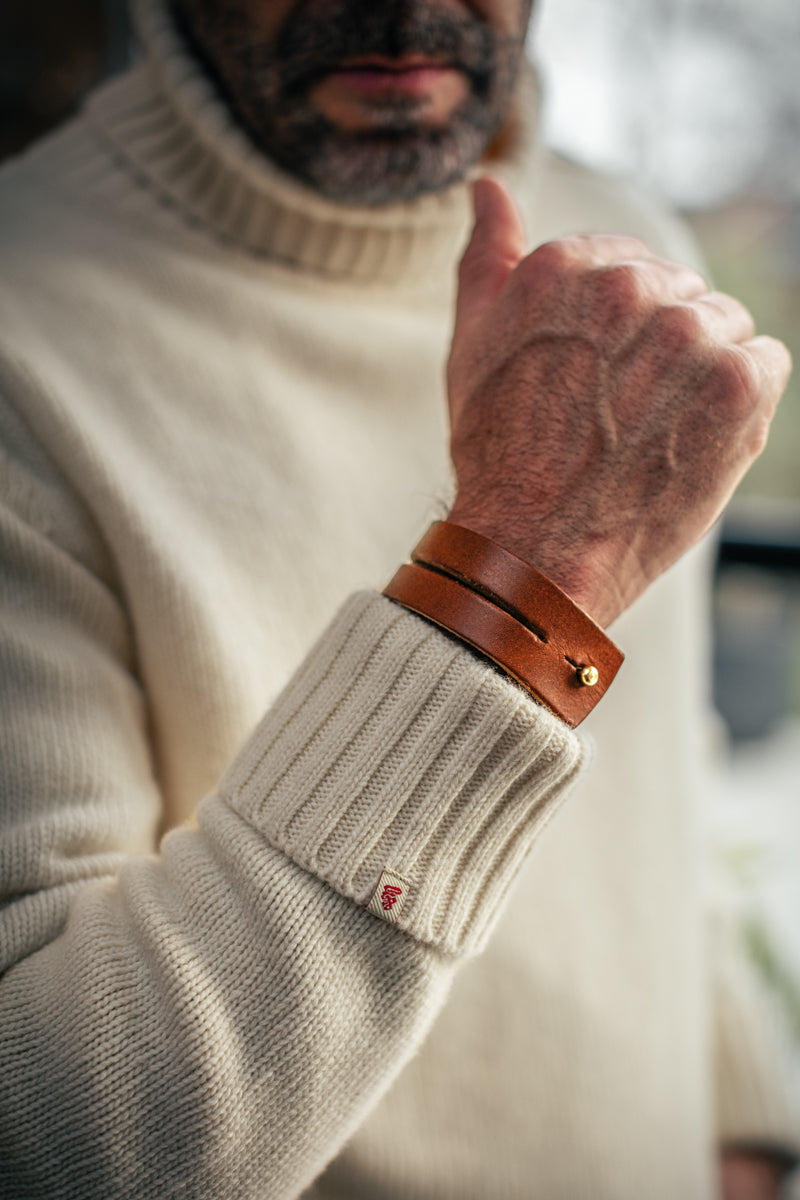 Brown leather cuff deals bracelet