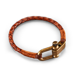 &SONS Leather Twist Braid Bracelet Brown