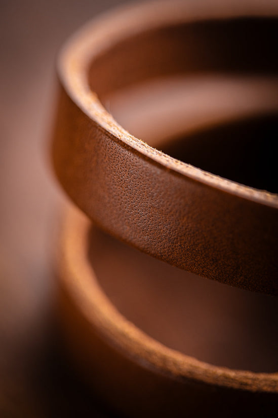 &SONS Leather Double Cuff Bracelet Brown
