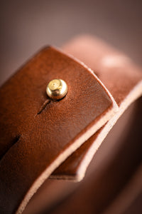 &SONS Leather Double Cuff Bracelet Brown