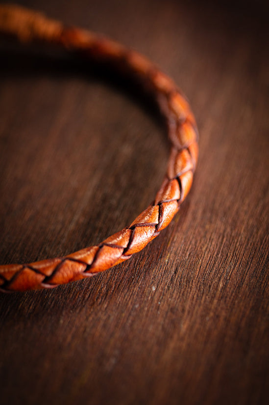 &SONS Leather Twist Braid Bracelet Brown