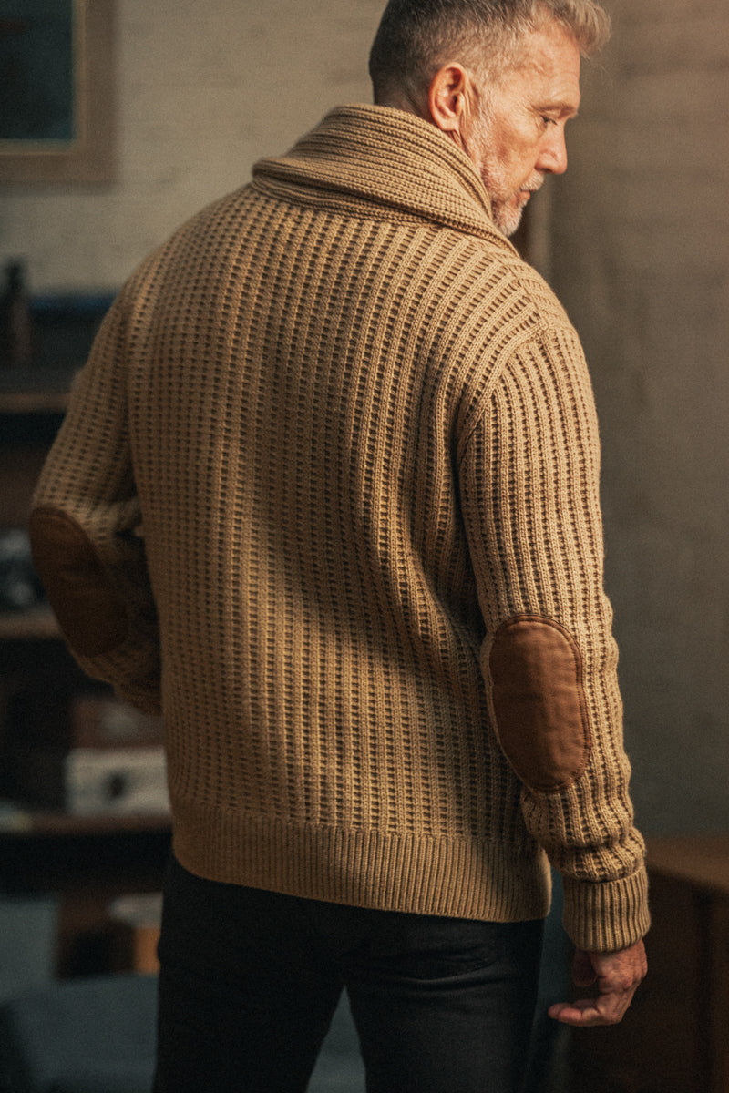 McQueen Lombard Shawl Collar Cardigan Tan | Men's Cardigan | &SONS