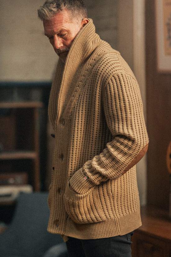 McQueen Lombard Shawl Collar Cardigan Tan