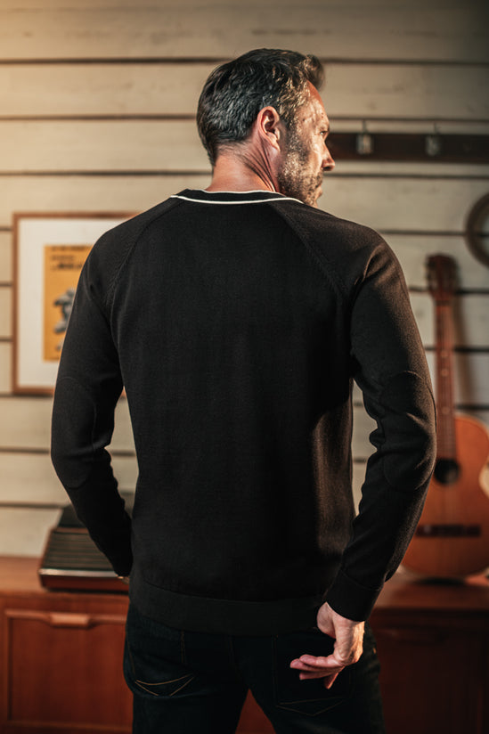 Portland Lightweight Cardigan Black/White