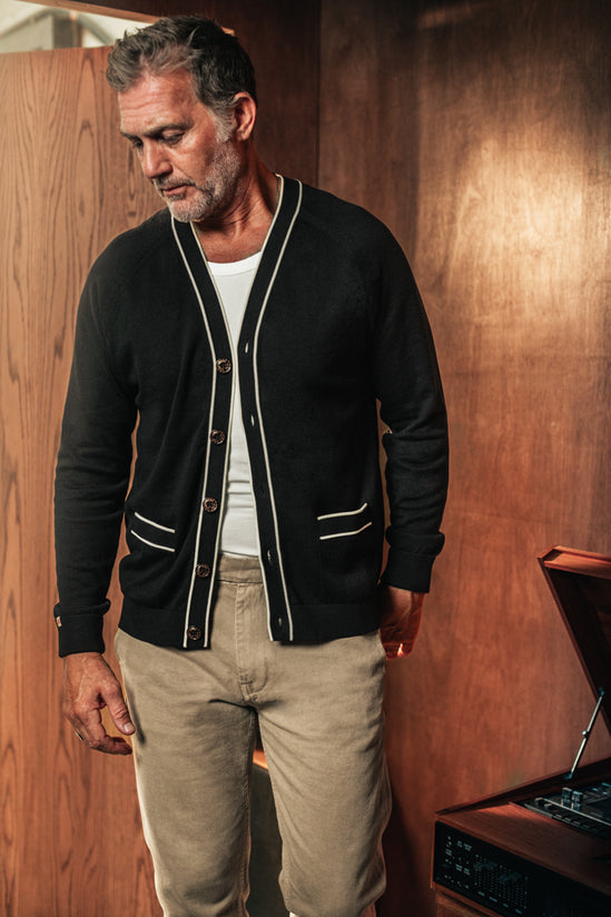 Portland Lightweight Cardigan Black/White