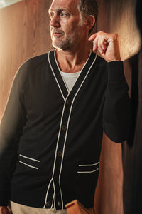 Portland Lightweight Cardigan Black/White
