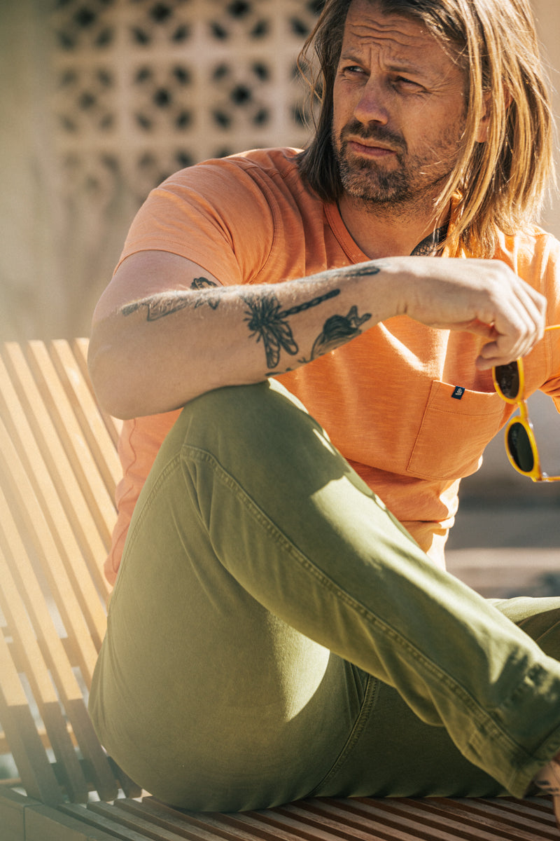 Grant Pleat Front Chino Olive Green