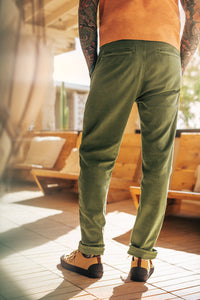 Grant Pleat Front Chino Olive Green