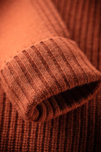 &SONS Abel Ribbed Crew Neck Burnt Orange
