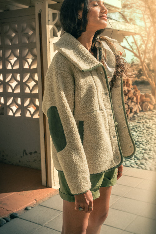 Damsons Borg Fleece Jacket Natural