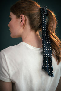 Damsons Landgirl Midnight Dot Headscarf Black