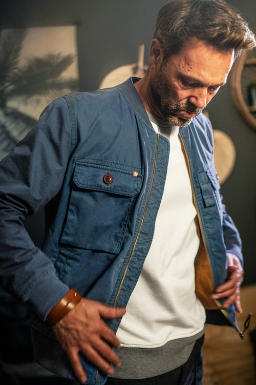 &SONS Harris Bomber Jacket Navy