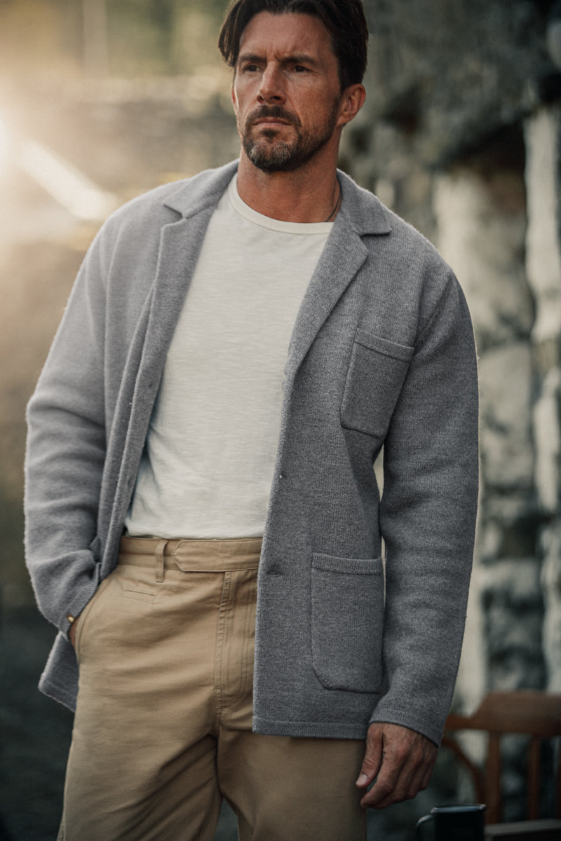 SALVAGE STOCK Denton Merino Wool Blazer Grey Marl