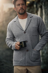 SALVAGE STOCK Denton Merino Wool Blazer Grey Marl