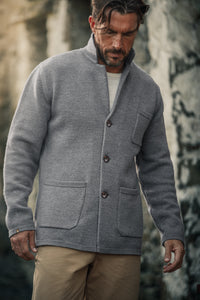 SALVAGE STOCK Denton Merino Wool Blazer Grey Marl