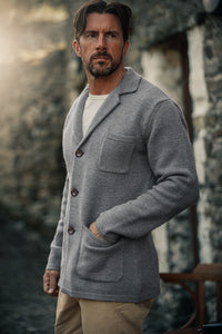 SALVAGE STOCK Denton Merino Wool Blazer Grey Marl