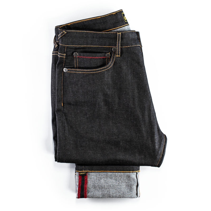 Jeans with online leather pockets