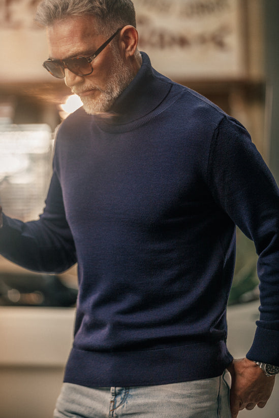 McQueen Taylor Roll Neck Knit Navy