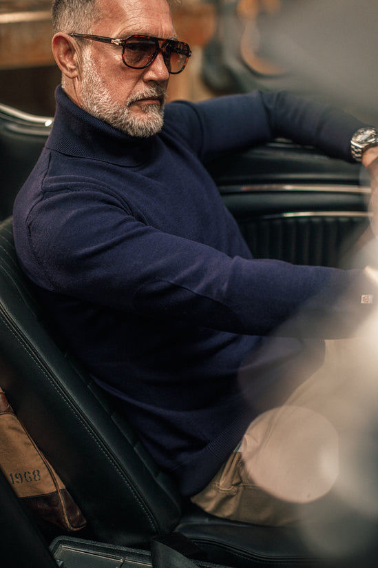 McQueen Taylor Roll Neck Knit Navy