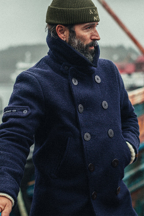 Dress Shirt Mens Blue Peacoat Jimmy Wool Blend Pea Coat In Navy SABA Dress Shirt Mens Blue Peacoat Jimmy Wool Blend Pea Coat In Navy SABA