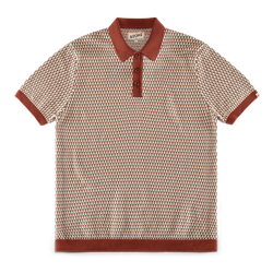 Belmont Knitted Polo Off White / Auburn