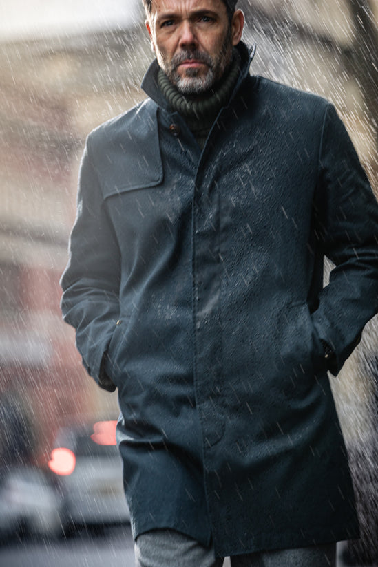 &SONS Woodward Raincoat Navy
