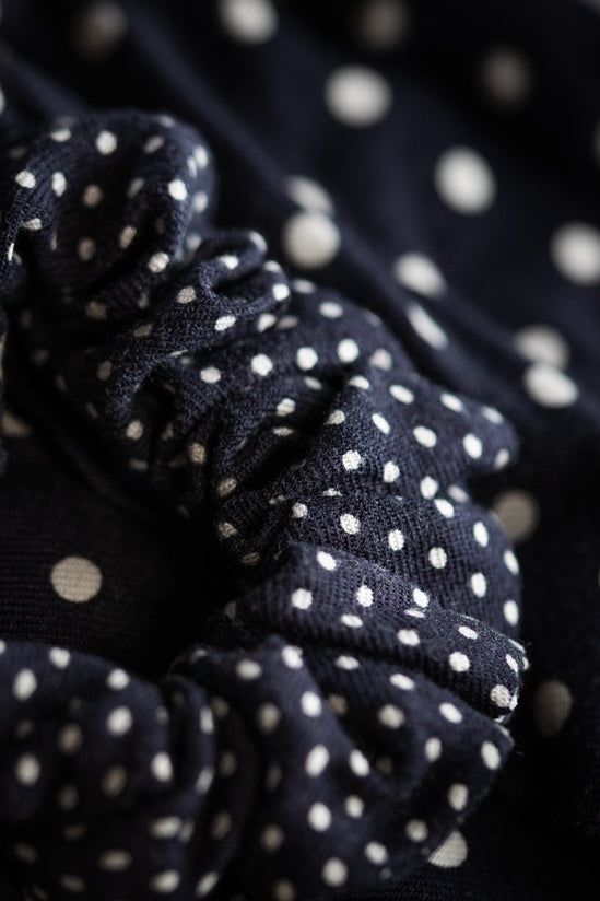 Damsons Multi Dot Scrunchie Headscarf Navy