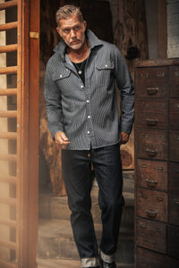 Brady Hickory Stripe Shirt Indigo