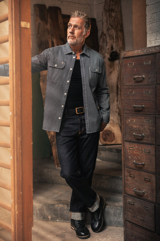 Brady Hickory Stripe Shirt Indigo