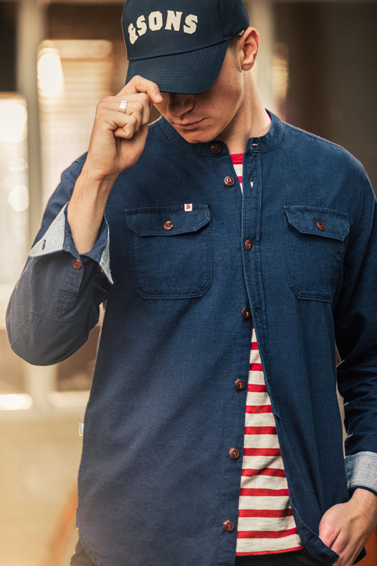Edward Grandad Shirt Indigo