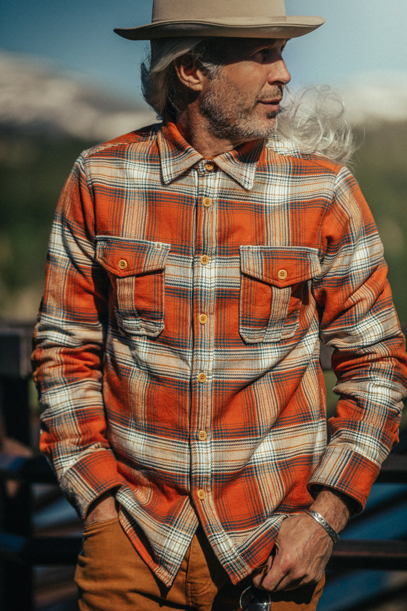 SUBCULTURE WOOL CHECK SHIRT / ORANGE