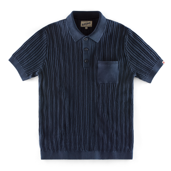 &SONS Arnold Pointelle Polo Navy