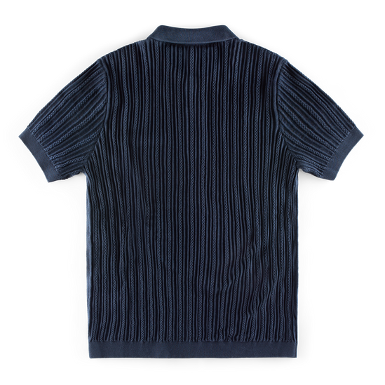 &SONS Arnold Pointelle Polo Navy