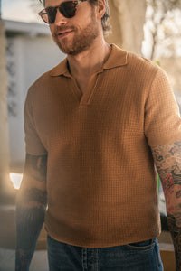 SALVAGE STOCK &SONS Rialto Knitted Polo Tan