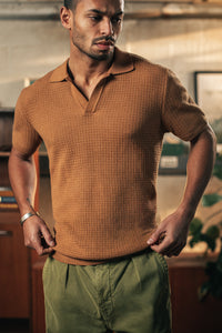 SALVAGE STOCK &SONS Rialto Knitted Polo Tan
