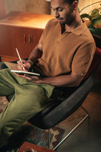 SALVAGE STOCK &SONS Rialto Knitted Polo Tan