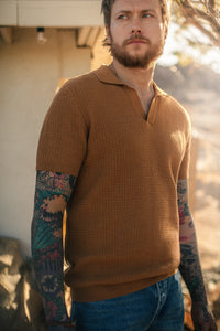 SALVAGE STOCK &SONS Rialto Knitted Polo Tan