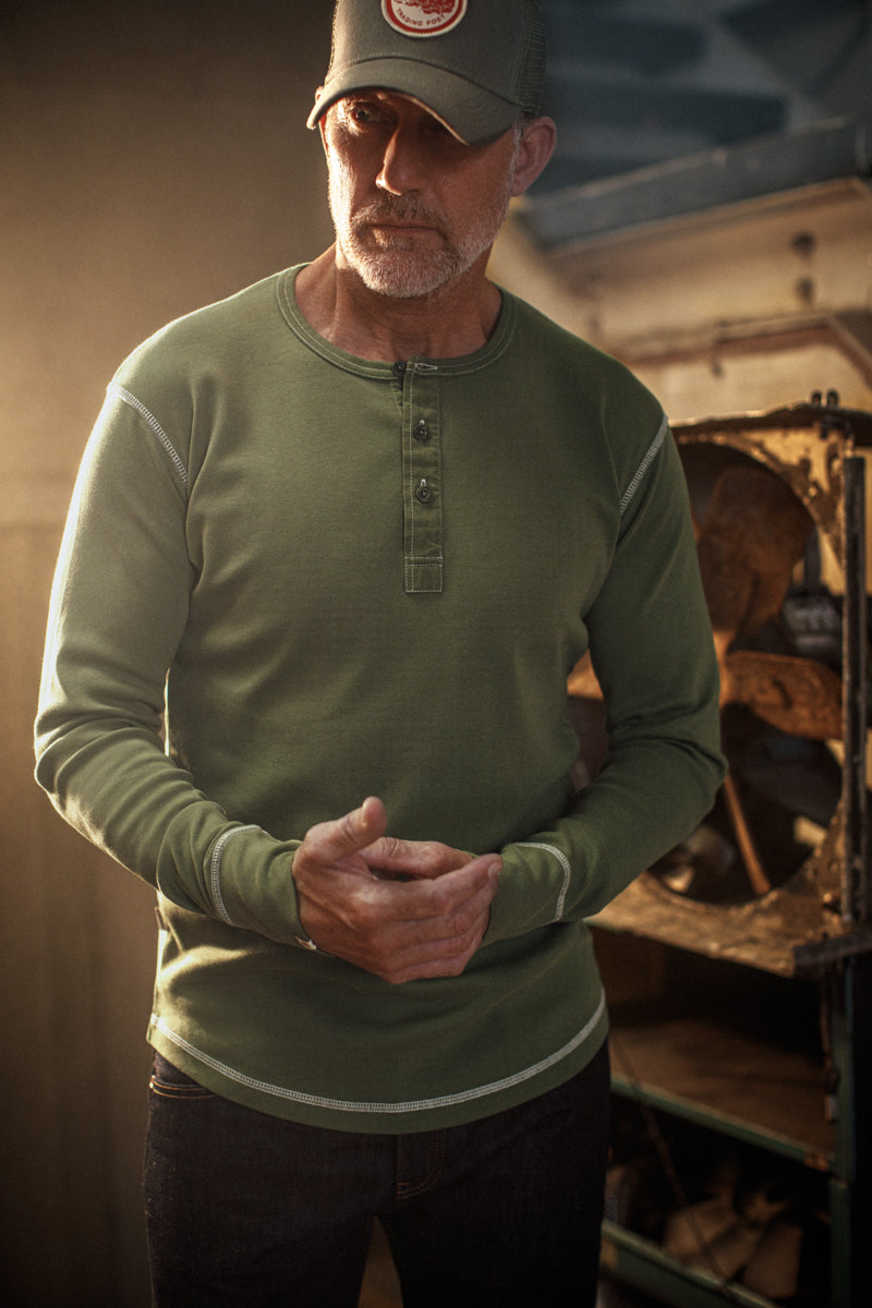 long sleeve green henley