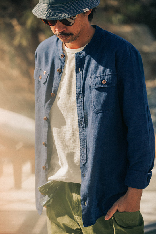 Edward Grandad Shirt Indigo