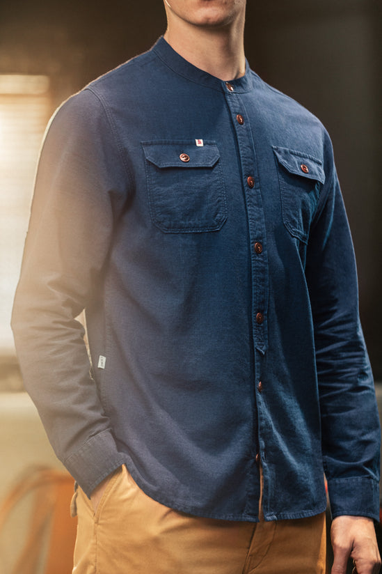 Edward Grandad Shirt Indigo
