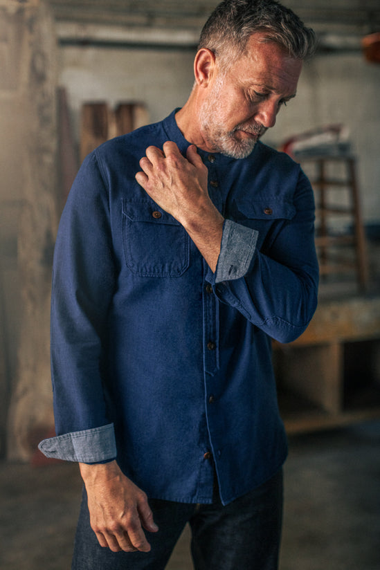 Edward Grandad Shirt Indigo