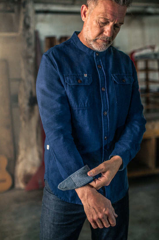 Edward Grandad Shirt Indigo