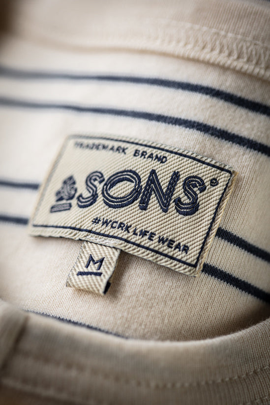 &SONS Clipper Striped Henley Shirt Raw/Navy