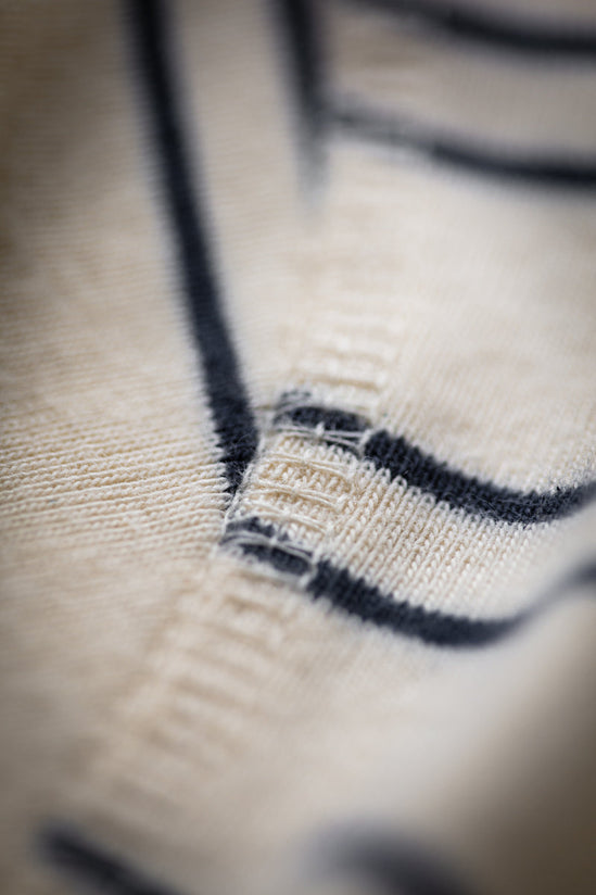 &SONS Clipper Striped Henley Shirt Raw/Navy
