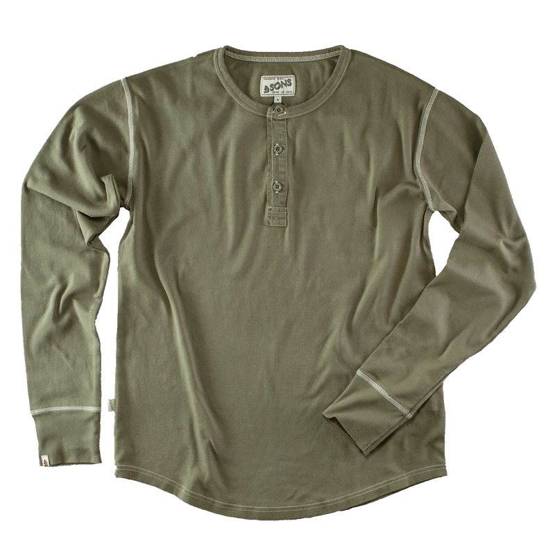 The New Elder Henley Shirt Army Green – &SONS