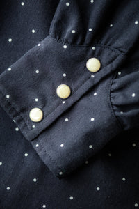 Damsons Western Shirt Navy Polka Dot